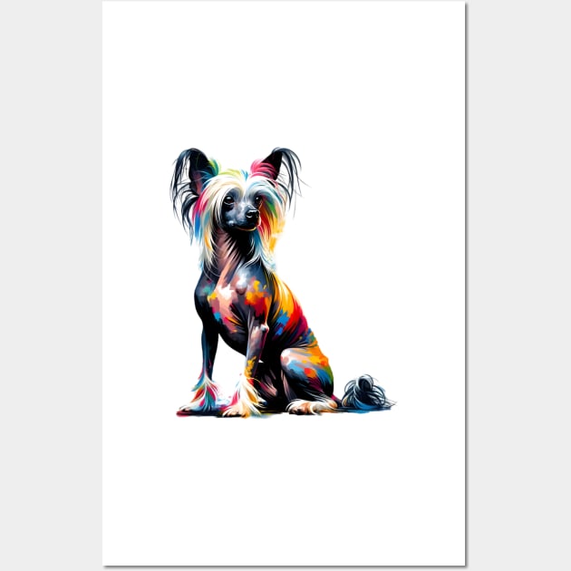 Colorful Abstract Chinese Crested Dog Art Portrait Wall Art by ArtRUs